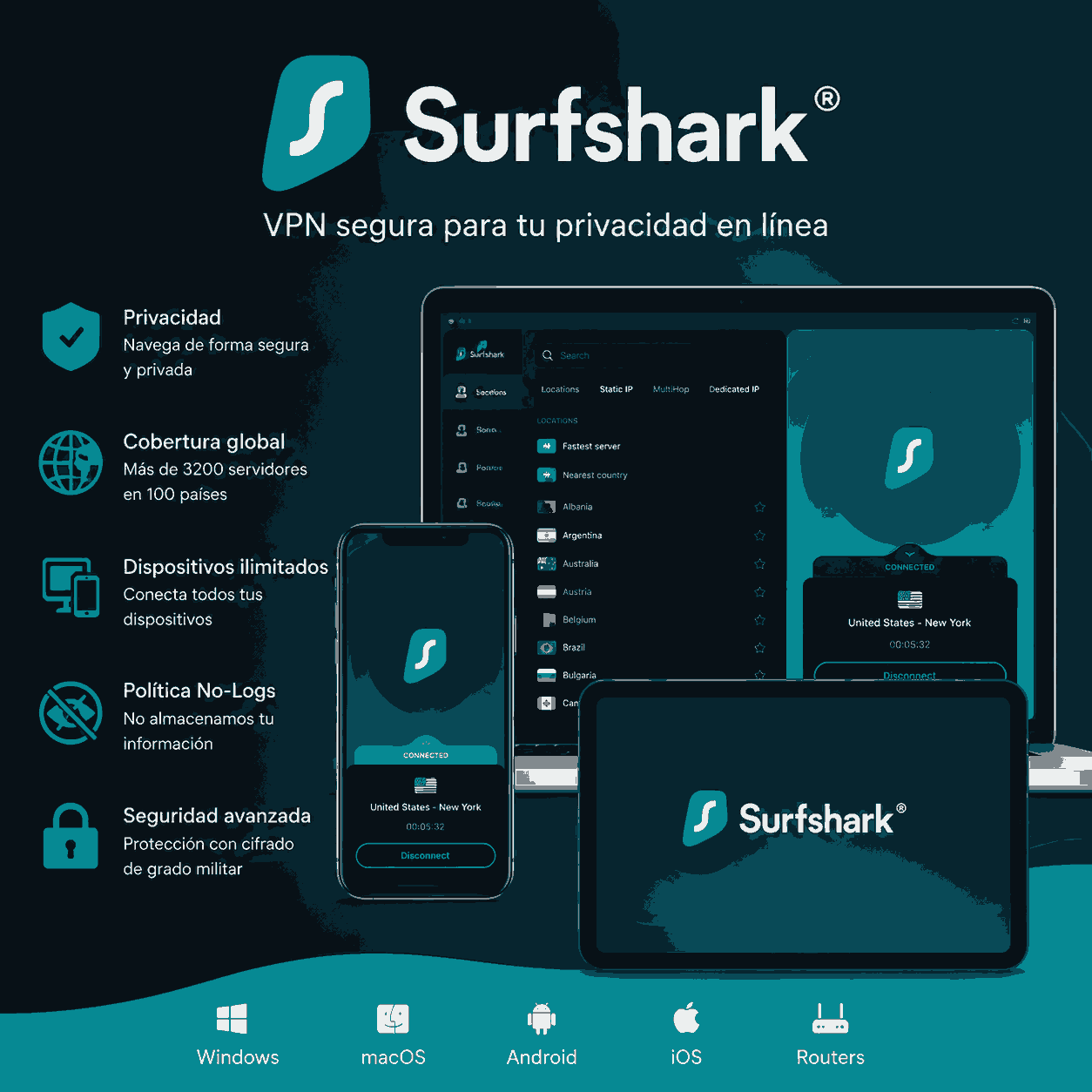SURFSHARK VNP 7 DIAS 1 DISP ENTREGA AUTOMATICA